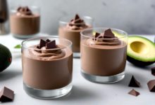 Creamy chocolate avocado mousse served in a glass